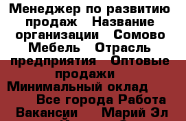 Менеджер по развитию продаж › Название организации ­ Сомово-Мебель › Отрасль предприятия ­ Оптовые продажи › Минимальный оклад ­ 25 000 - Все города Работа » Вакансии   . Марий Эл респ.,Йошкар-Ола г.